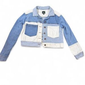 Wild Fable Patchwork Cropped Denim Jacket XS festival y2k college core